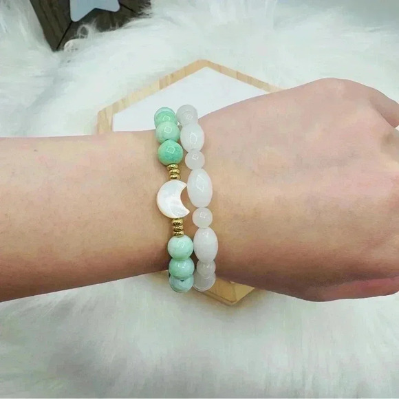 Green Crescent Matcha Theme Bracelet Duo - Picture 1 of 5